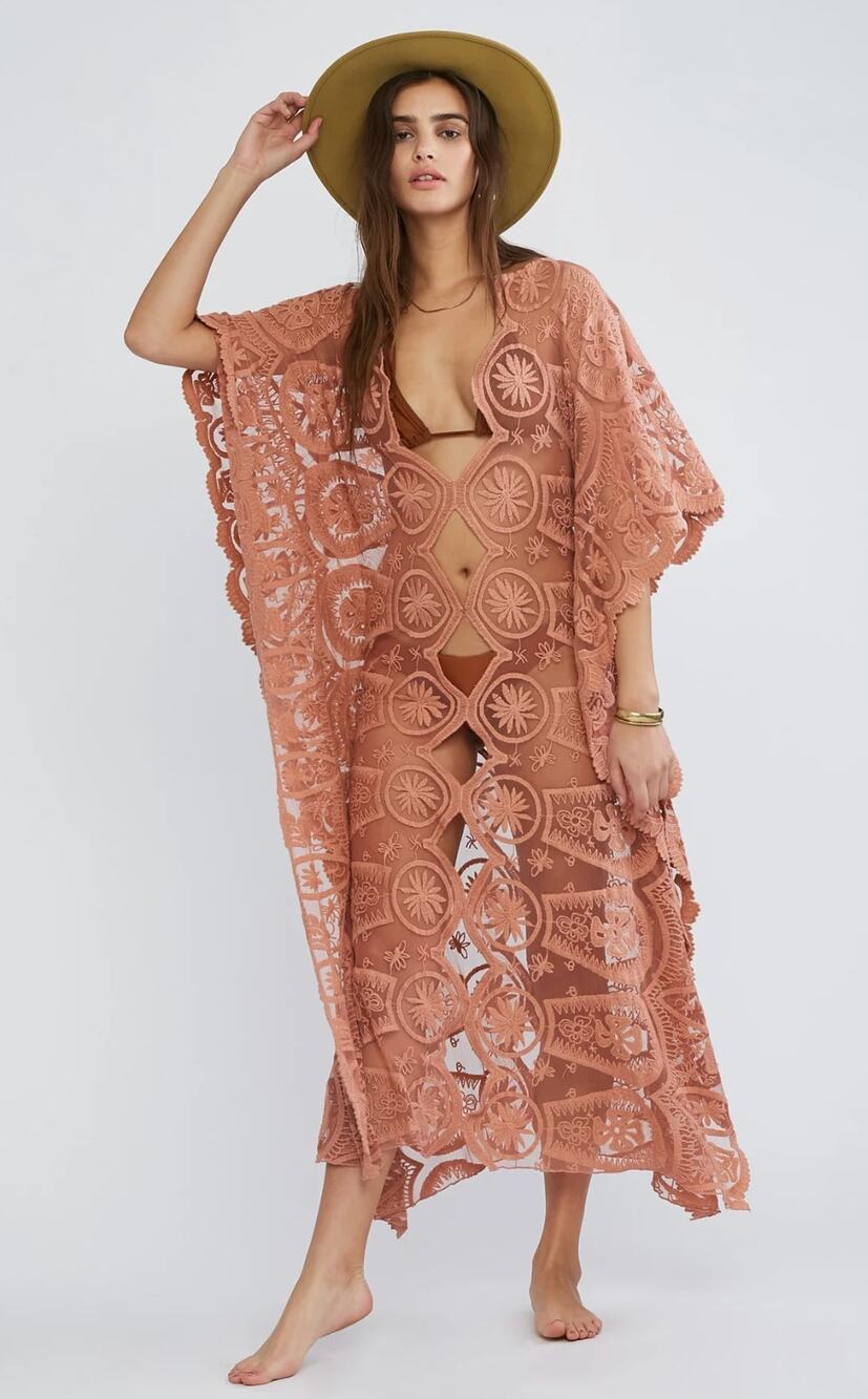 Jen's Pirate Booty Pixie Mykonos Kaftan Dress or Coverup in Clay MEDIUM/LARGE - Picture 1 of 7